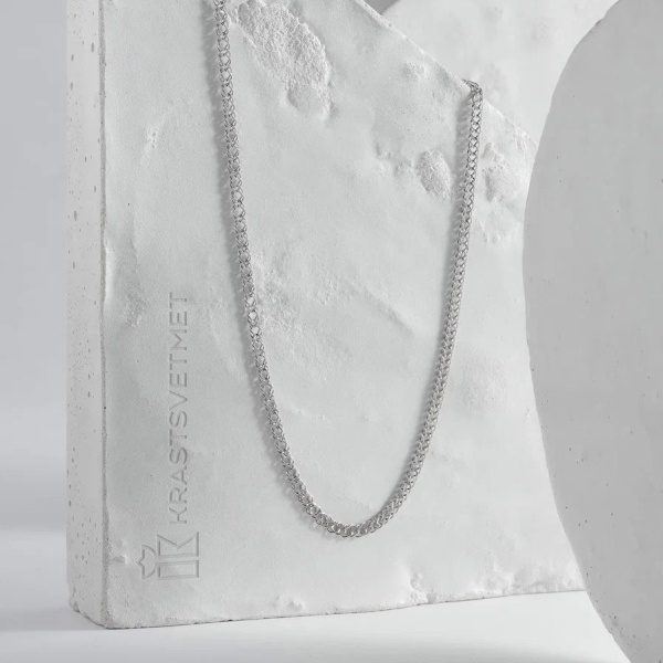 Цепь из серебра 925, плетение «Ромб двойной»